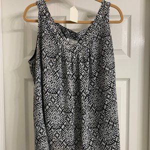 Avenue Women's Gray and Black Sleeveless Beaded Blouse, Size 18/20